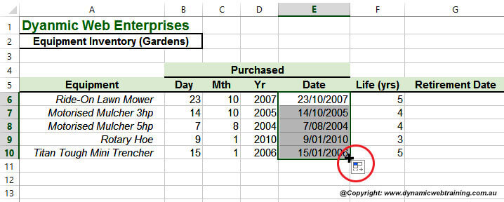 Excel Date Function - 2 - Dynamic Web Training