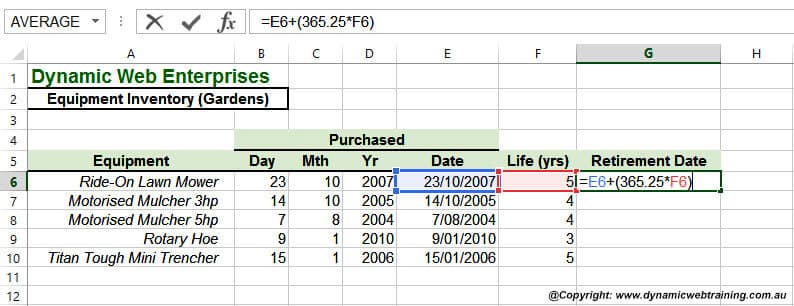 Excel Date Function - 3 - Dynamic Web Training