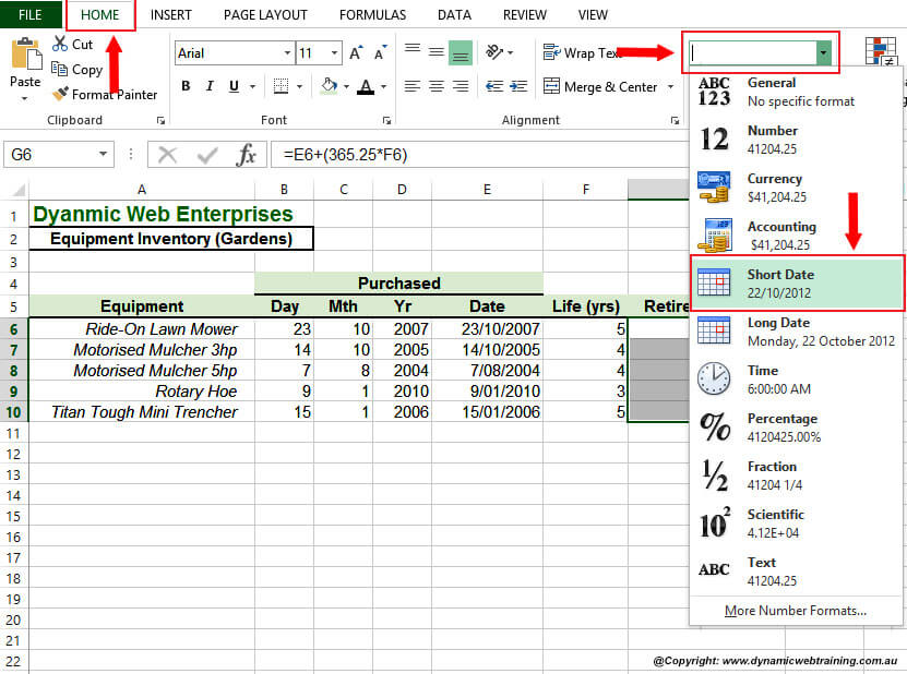 Excel Date Function - 4 - Dynamic Web Training