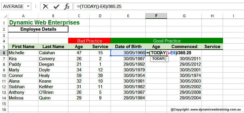 ExcelTodayFunction-1-DynamicWebTraining