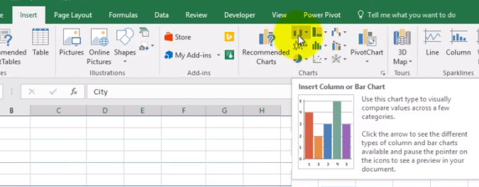 Create Excel Chart- Dynamic Web Training