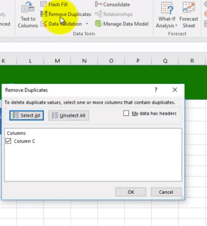 Excel Remove Duplicate 4 - Dynamic Web Training