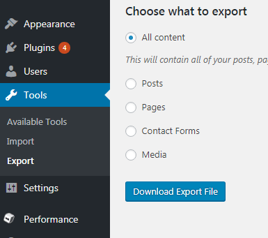 Wordpress Export Database Tools - Dynamic Web Training