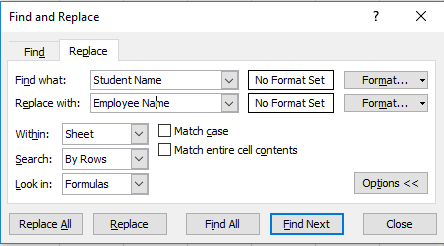  Microsoft Excel Find and Replace- Dynamic Web Training