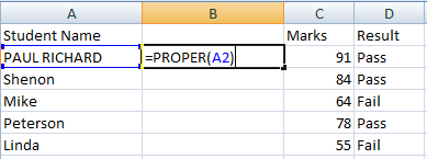 Microsoft Excel Proper Case- Dynamic Web Training