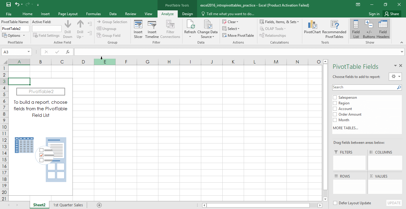 Pivot Table Step 4 a - Dynamic Web Training