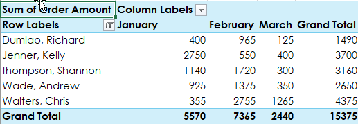 Pivot Table Step 6 b - Dynamic Web Training