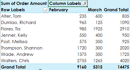 Pivot Table Step 7 b - Dynamic Web Training