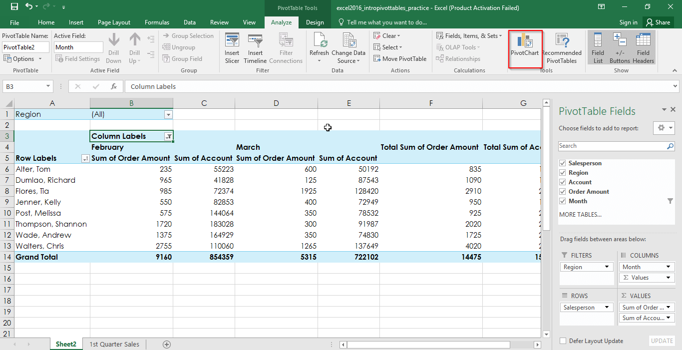 Pivot Table Step 9 a - Dynamic Web Training