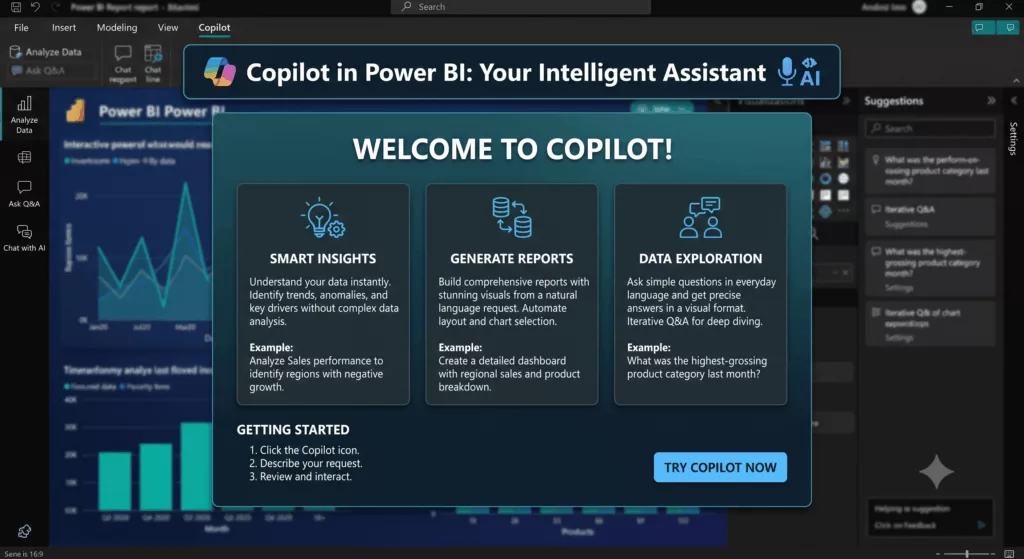 AI assistant in Power BI interface