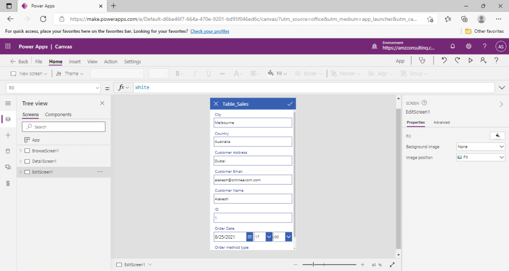 Getting Familiar with Microsoft Power Apps - Edit Screen