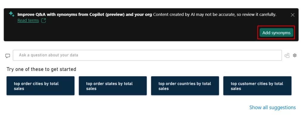 Power BI NLQ - Figure 7 - Dynamic Web Training