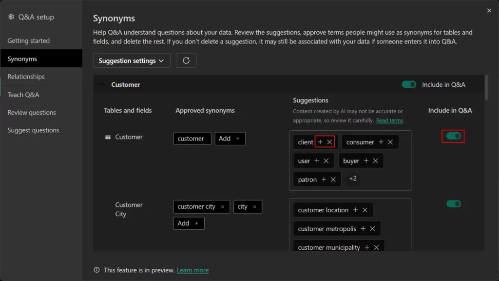 Power BI NLQ - Figure 9 - Dynamic Web Training
