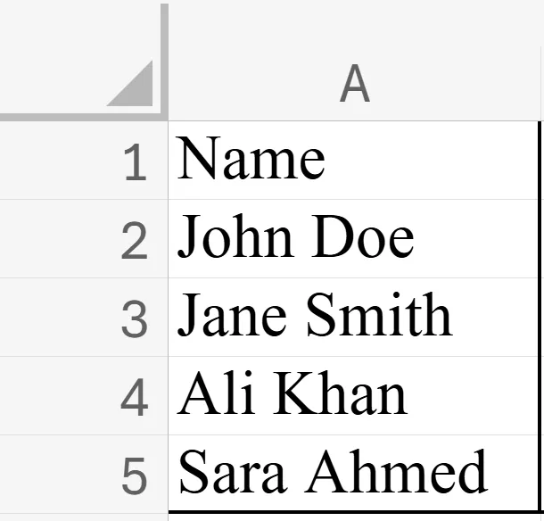 Excel sheet showing a perfectly formatted Name column after using Copilot.