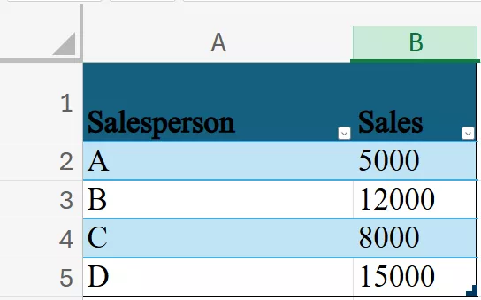 Prompting Copilot to filter sales data for orders greater than 10,000.