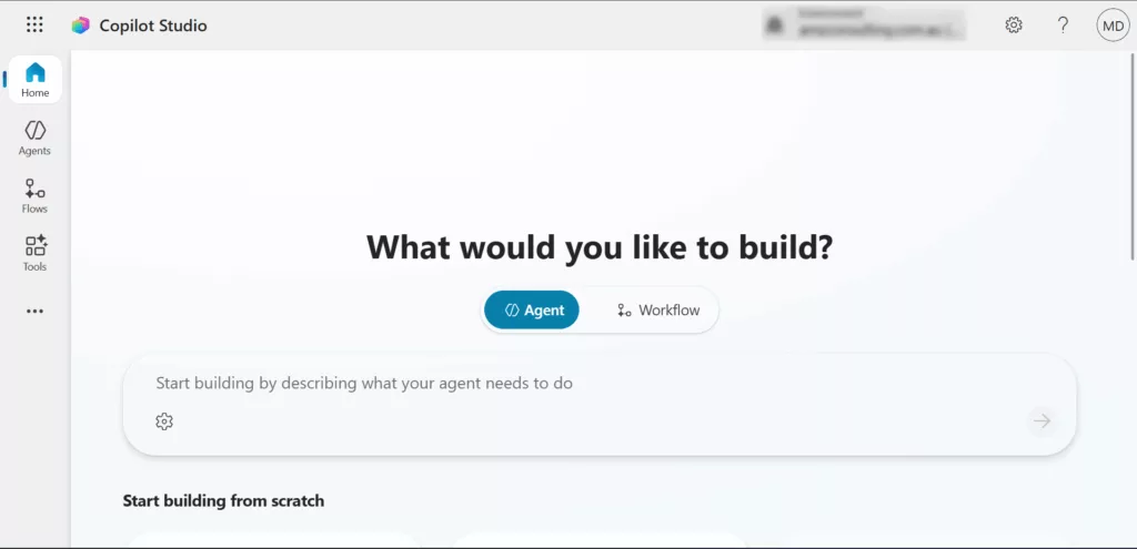 Selecting between Agent or Workflow in Copilot Studio