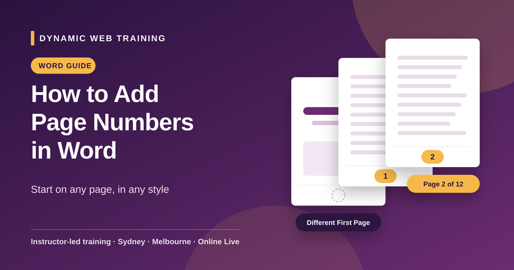 How to add page numbers in Word, step-by-step guide from Dynamic Web Training